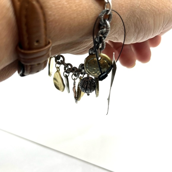 Charm Chicos Silver Bracelet. Big Charms  Pearl, Crystal, Coins Mixed Metals - Picture 11 of 14